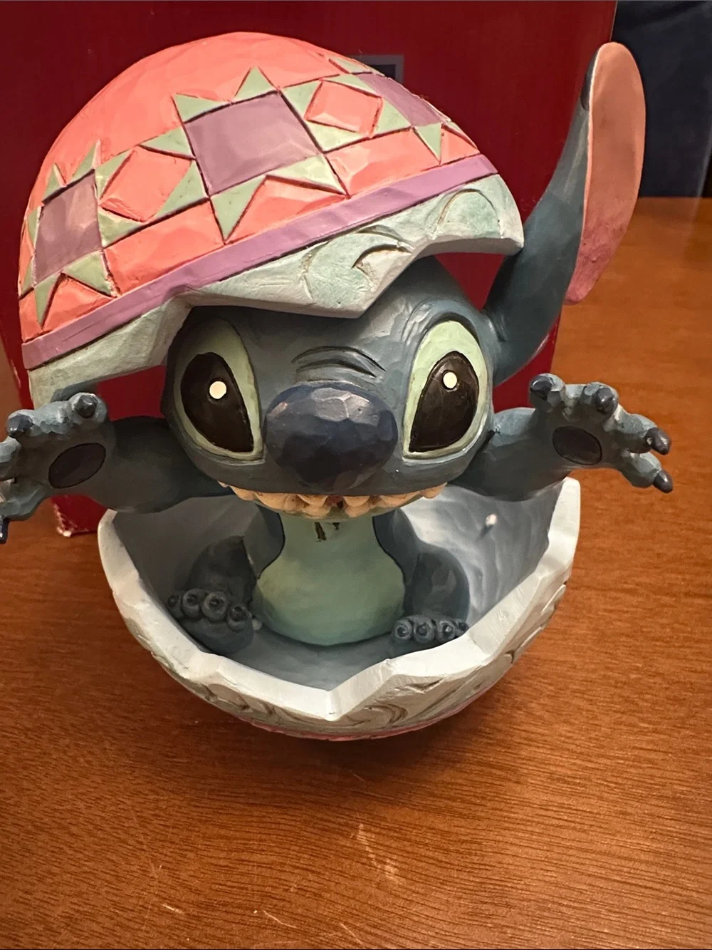 Jim Shore Disney An Alien Harched! Stitch Figure with Pink Patterned Egg